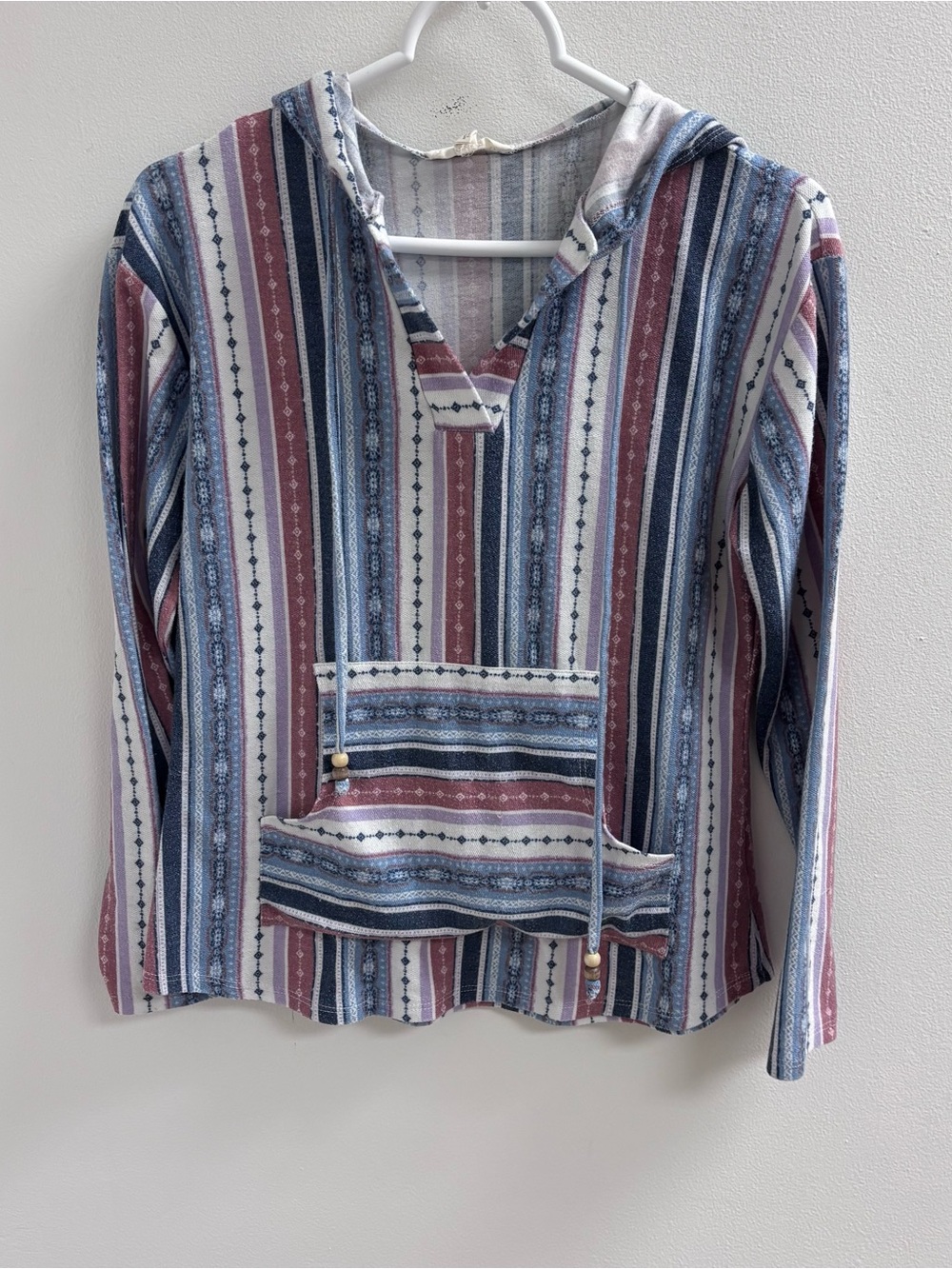 Pie in the Sky Striped Baja Hoodie Pullover Top Small